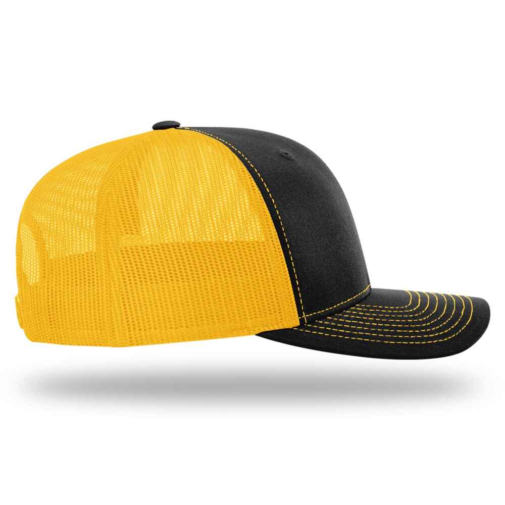 Custom-Black-Gold-color-112-style-blank-trucker-hat-Right-view
