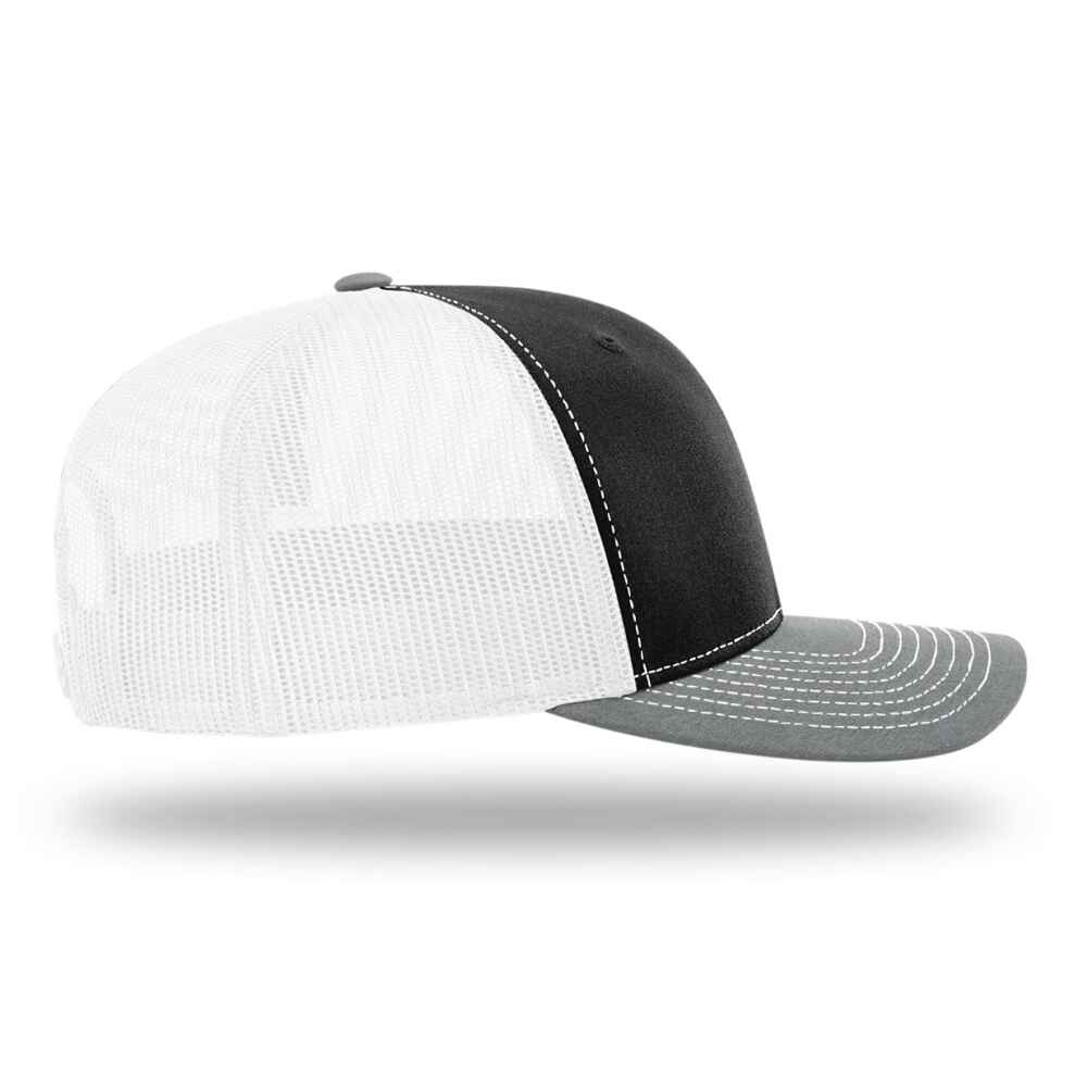 Custom-Black-White-Heather-Grey-color-112-style-blank-trucker-hat-right-view