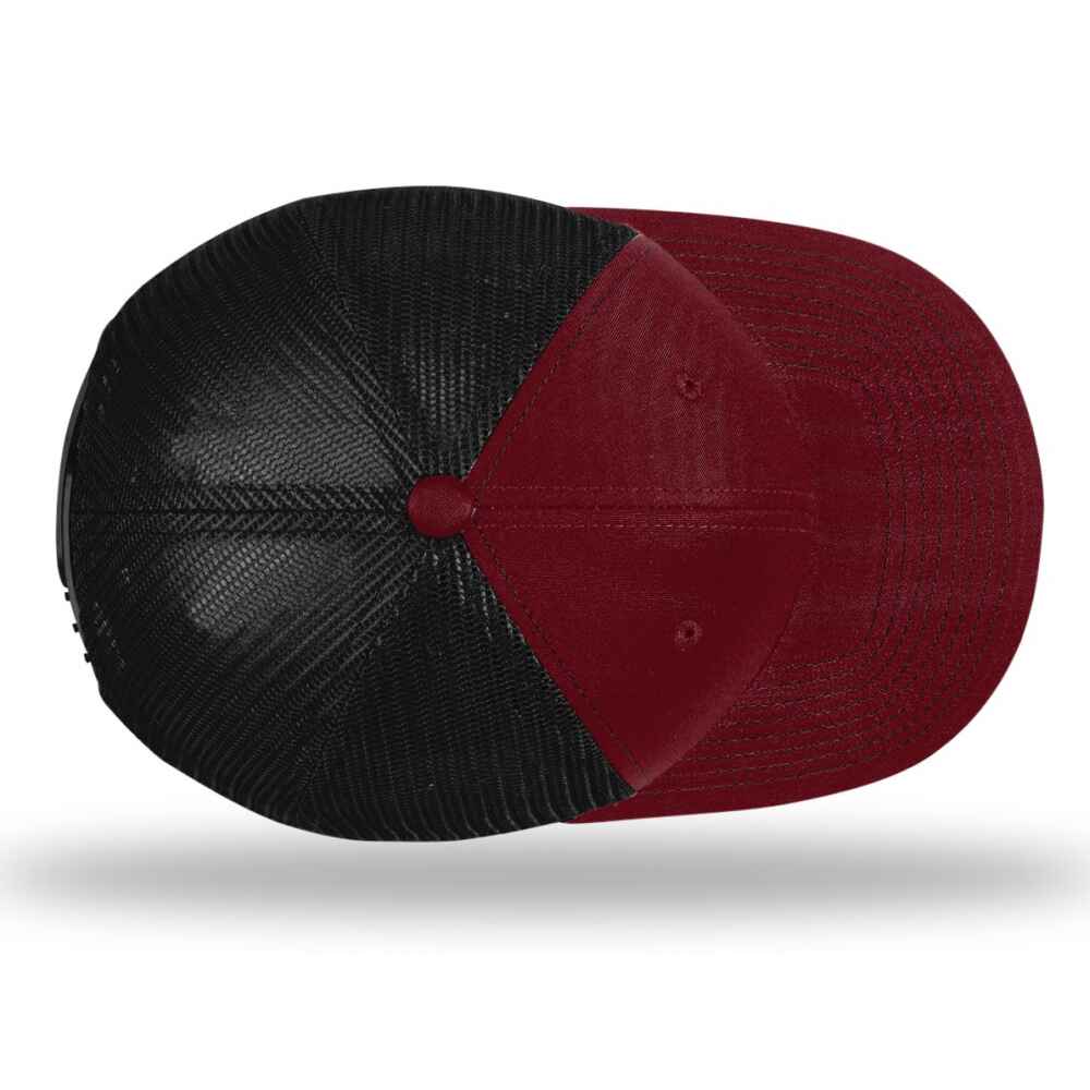 Custom-Cardinal-Black-color-112-style-blank-trucker-hat-top-view