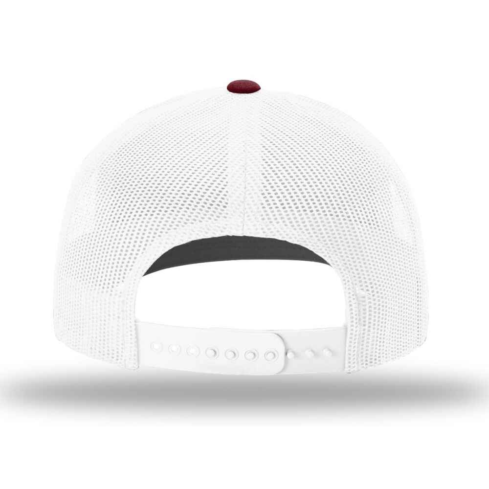 Custom-Cardinal-White-color-112-style-blank-trucker-hat-back-view