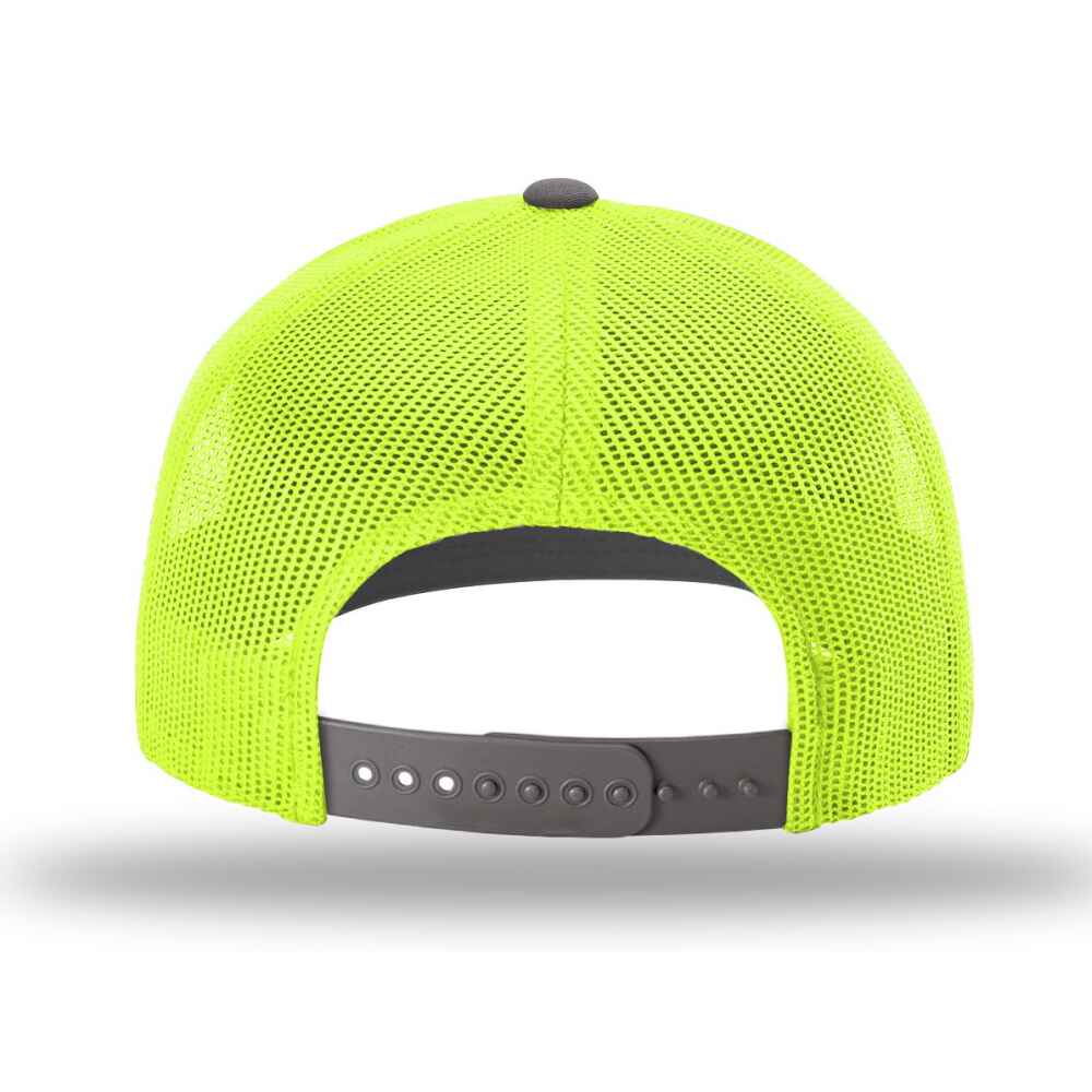Custom-Charcoal-Neon-Yellow-color-112-style-blank-trucker-hat-Back-view