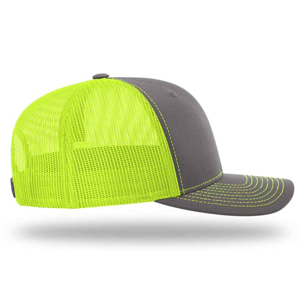Custom-Charcoal-Neon-Yellow-color-112-style-blank-trucker-hat-right-view