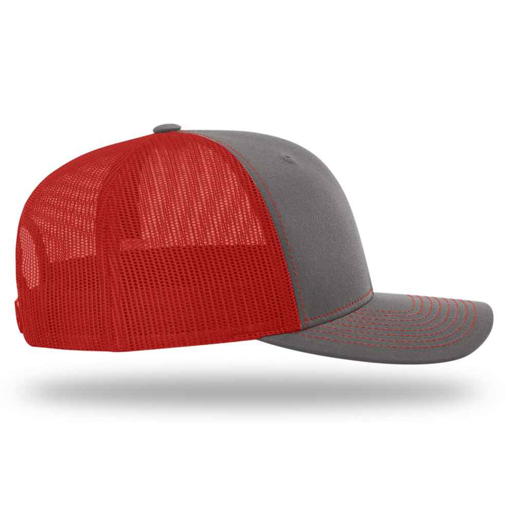 Custom Blank Richardson Style 112 Trucker Hat Split Colors Charcoal Cotton Red Mesh