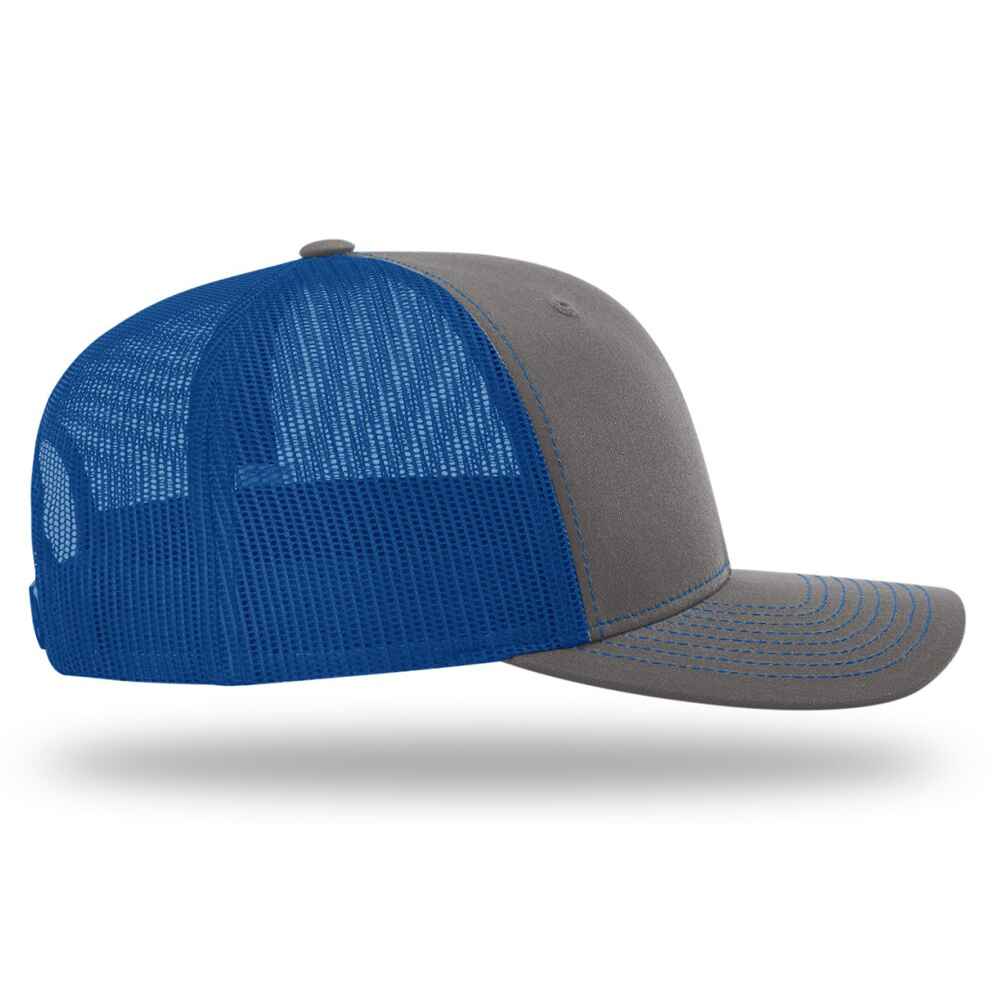 Custom-Charcoal-Royal-color-112-style-blank-trucker-hat-right-view