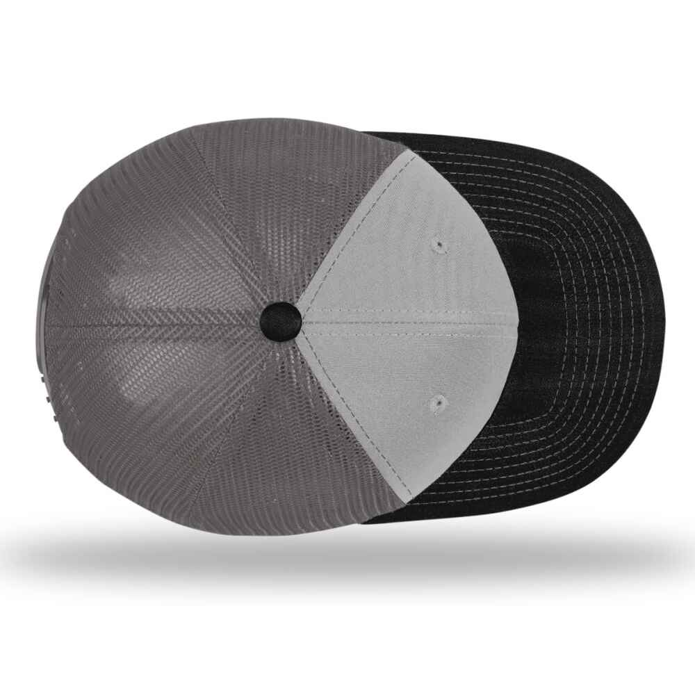 Custom-Grey-Charcoal-Black-color-112-style-blank-trucker-hat-top-view