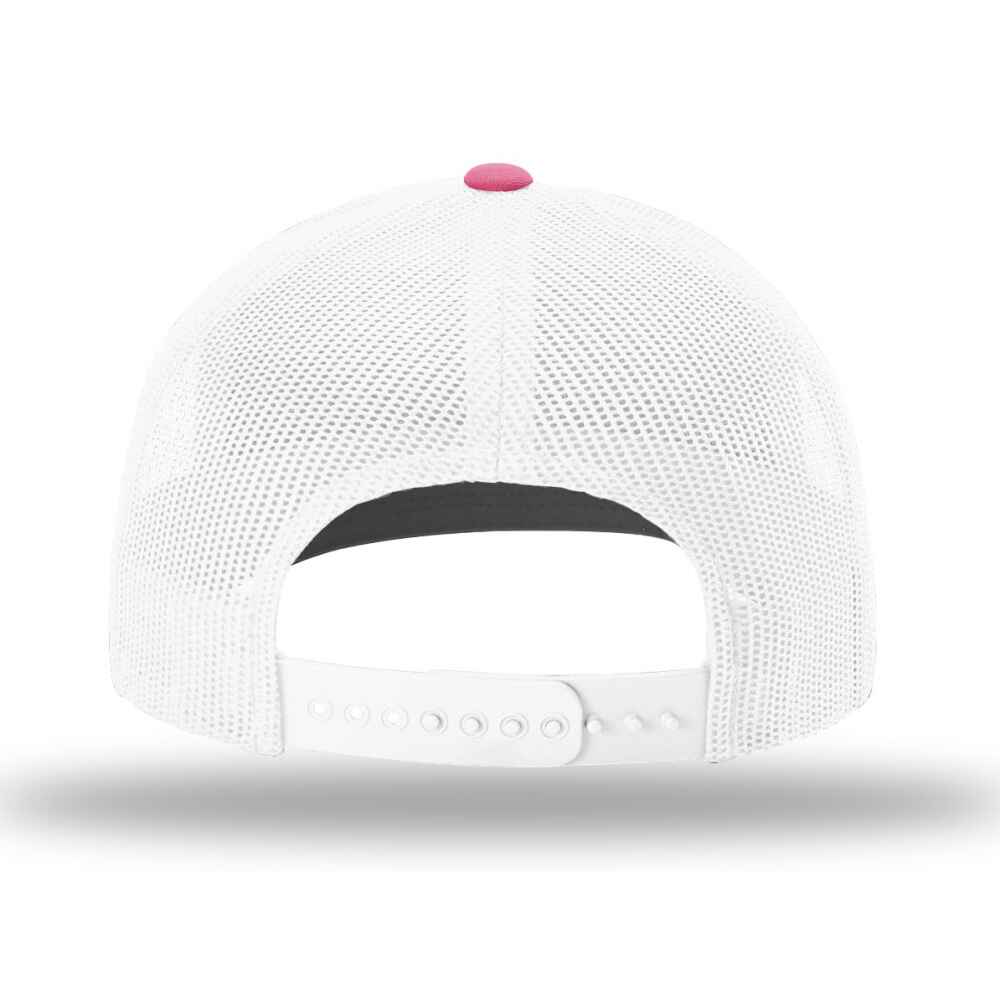 Custom-Hot-Pink-White-color-112-style-blank-trucker-hat-back-view