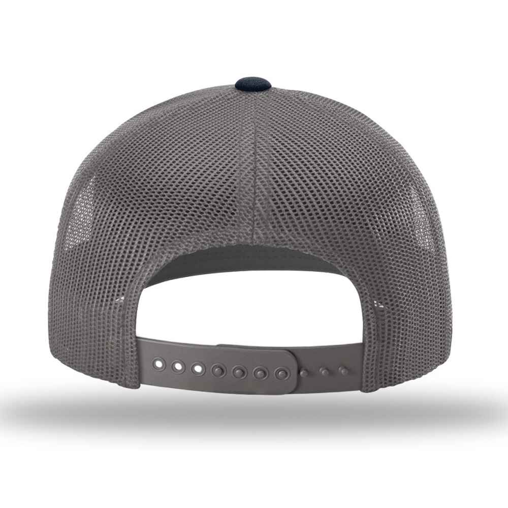 Custom-Navy-Charcoal-color-112-style-blank-trucker-hat-back-view