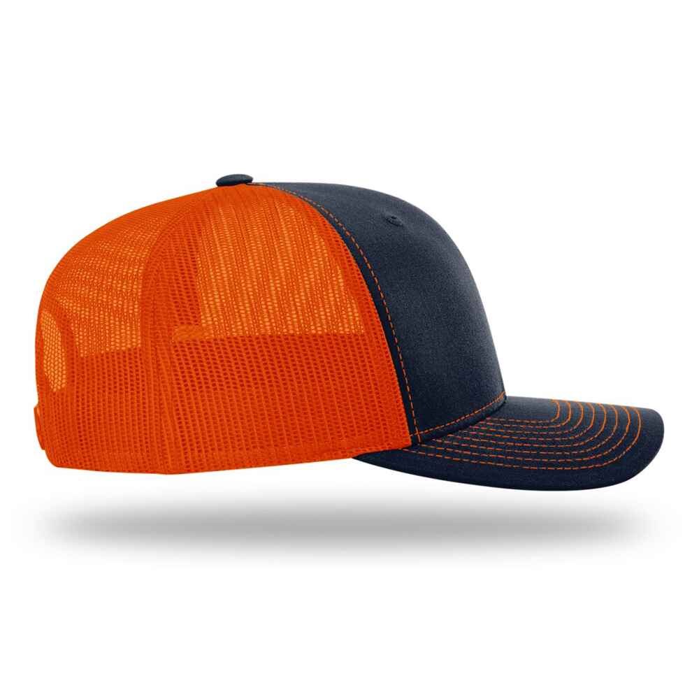 Custom-Navy-Orange-color-112-style-blank-trucker-hat-right-view