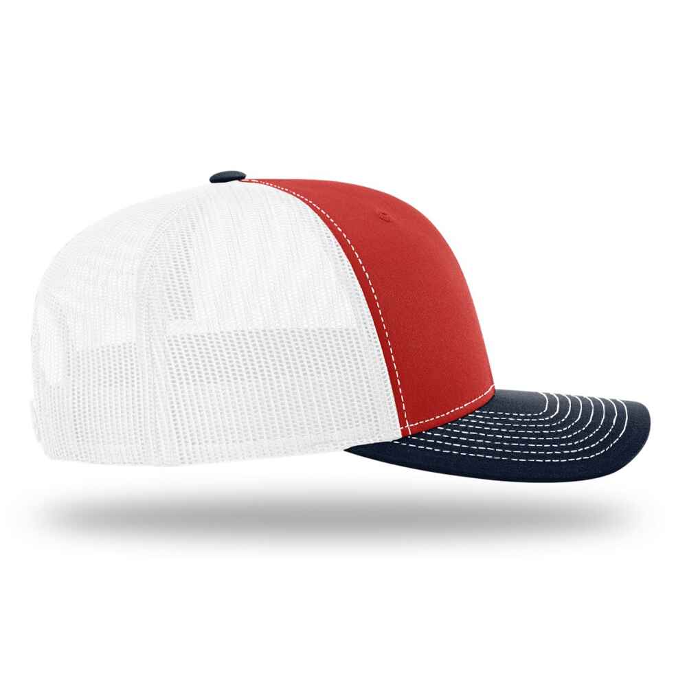 Custom-Red-White-Navy-color-112-style-blank-trucker-hat-right-view