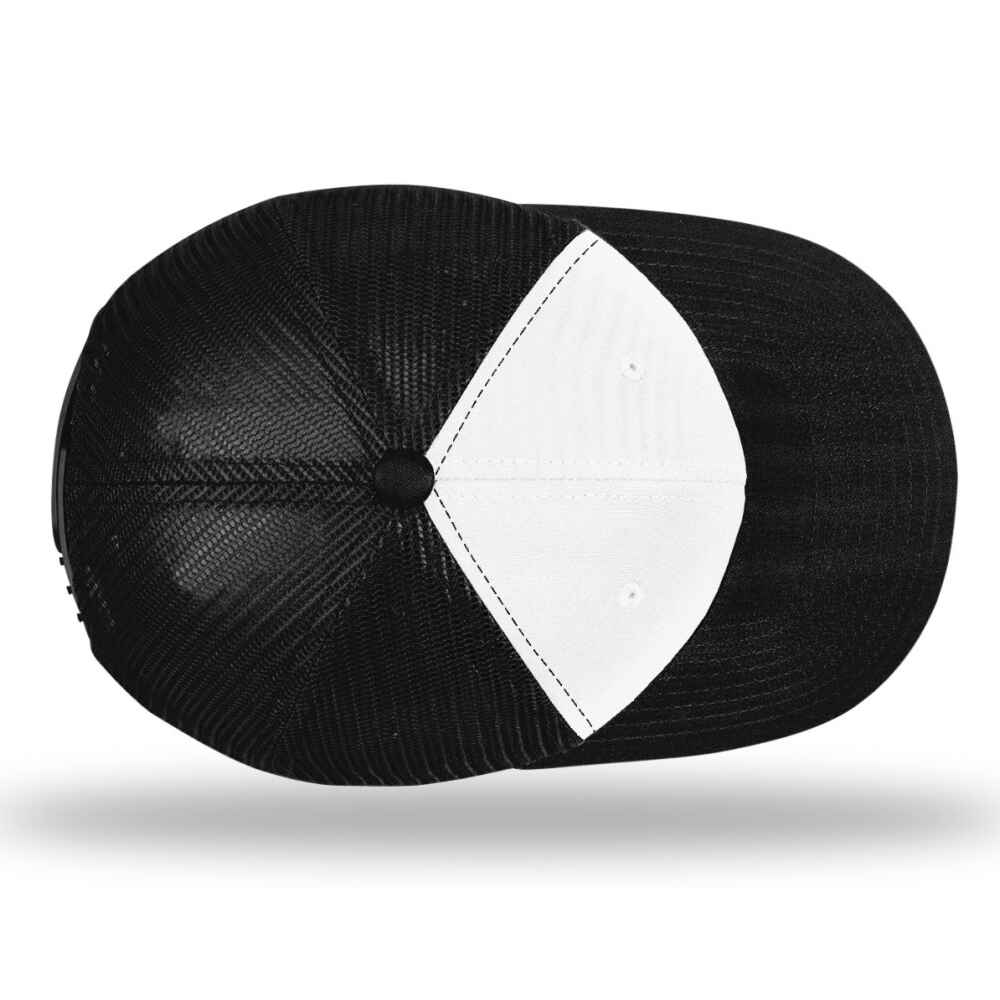Custom-White-Black-color-112-style-blank-trucker-hat-top-view