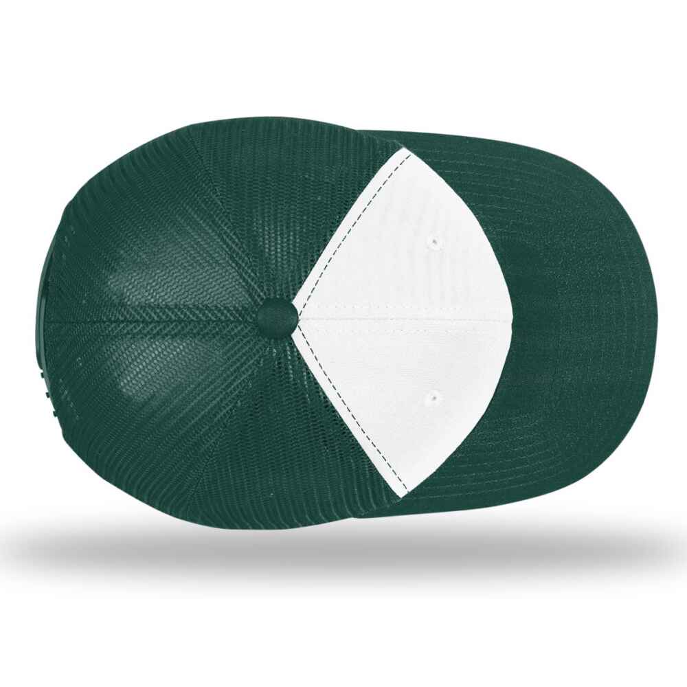 Custom-White-Dark-Green-color-112-style-blank-trucker-hat-top-view