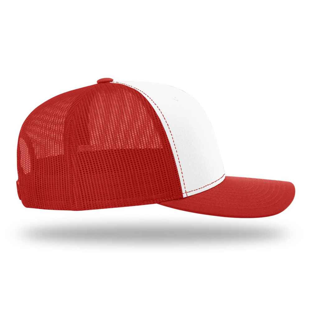 Custom-White-Red-color-112-style-blank-trucker-hat-right-view