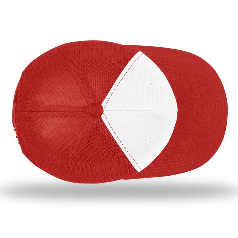 Custom-White-Red-color-112-style-blank-trucker-hat-top-view
