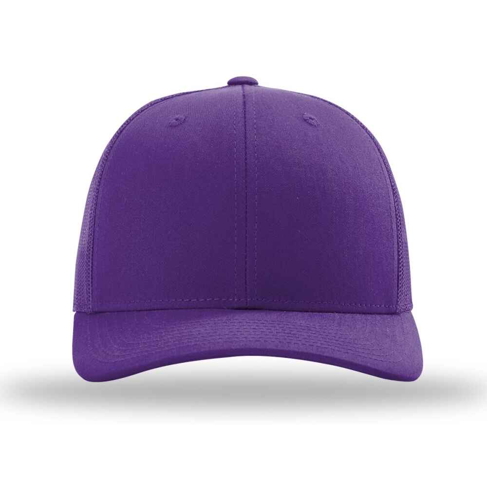 Custom Topone Trucker Hats Same As Richardson Style 112 Trucker Hats Full Solid Purple Color Front View