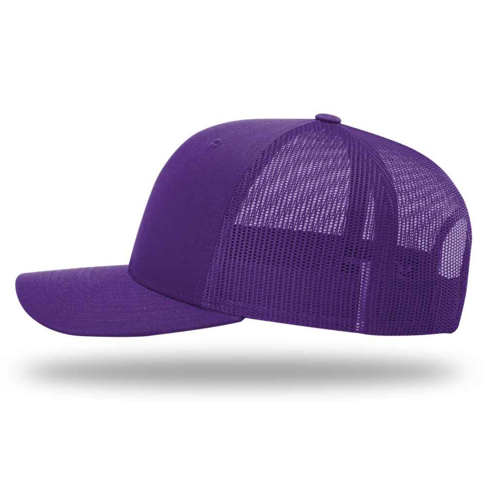 Custom Topone Trucker Hats Same As Richardson Style 112 Trucker Hats Full Solid Purple Color Left View