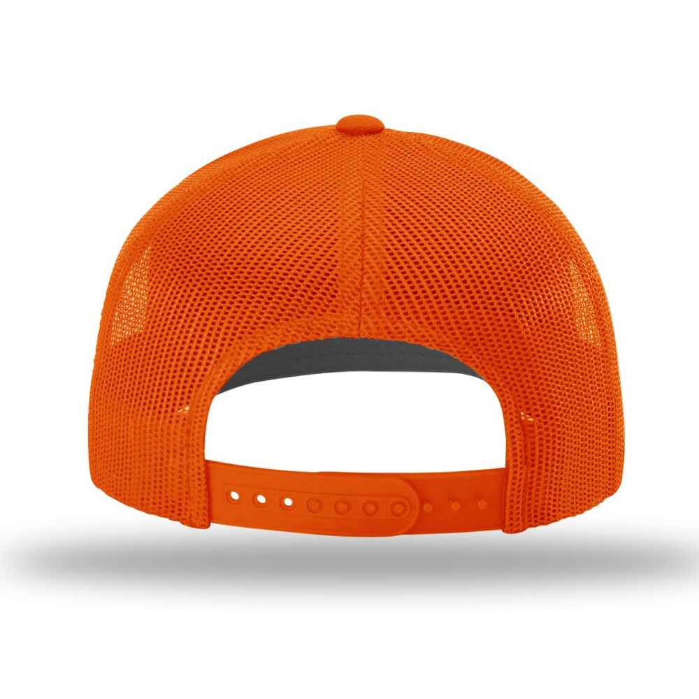 Custom Topone Trucker Hats same as Richardson Trucker Style 112_Solid Full Orange Color_Back_View
