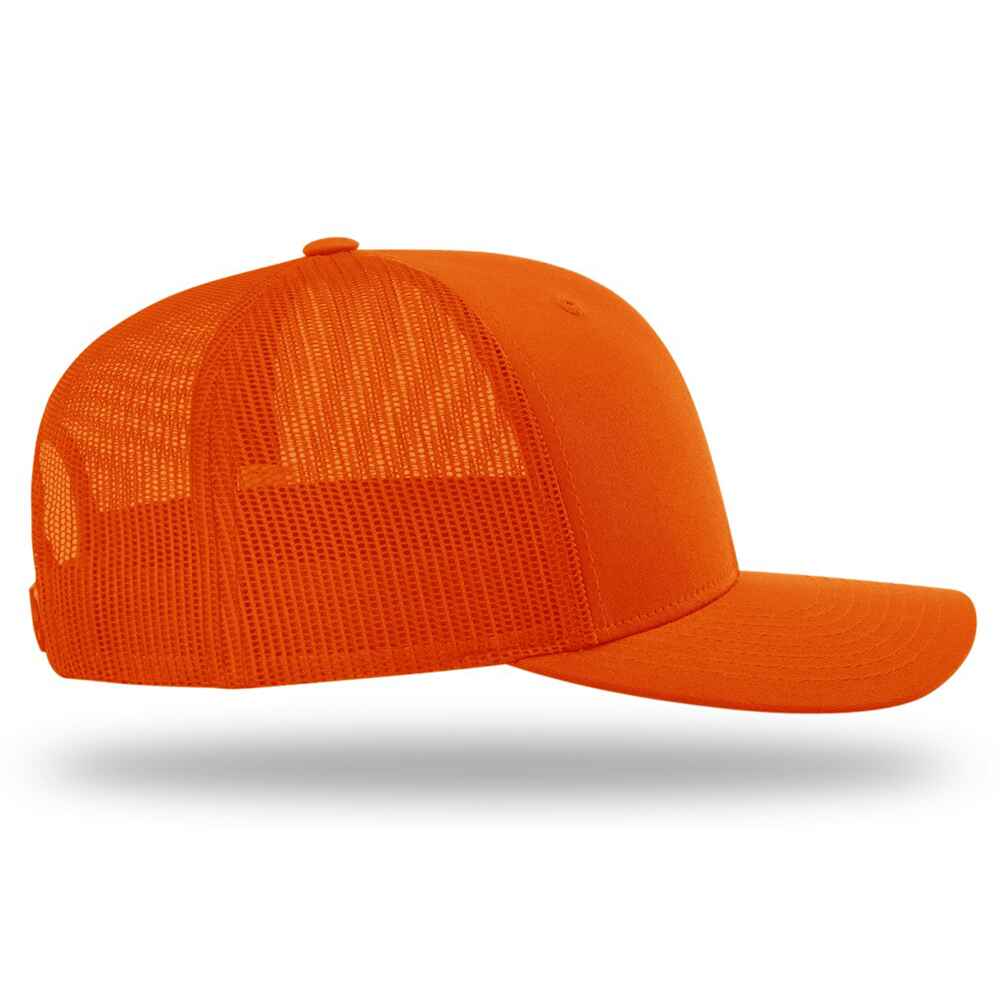 Custom Topone Trucker Hats same as Richardson Trucker Style 112_Solid Full Orange Color_Right_View