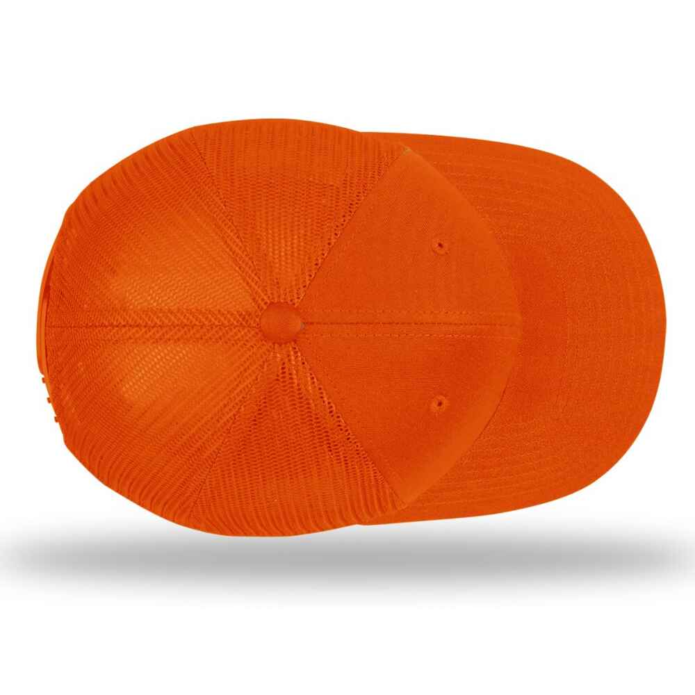 Custom Topone Trucker Hats same as Richardson Trucker Style 112_Solid Full Orange Color_Top_View