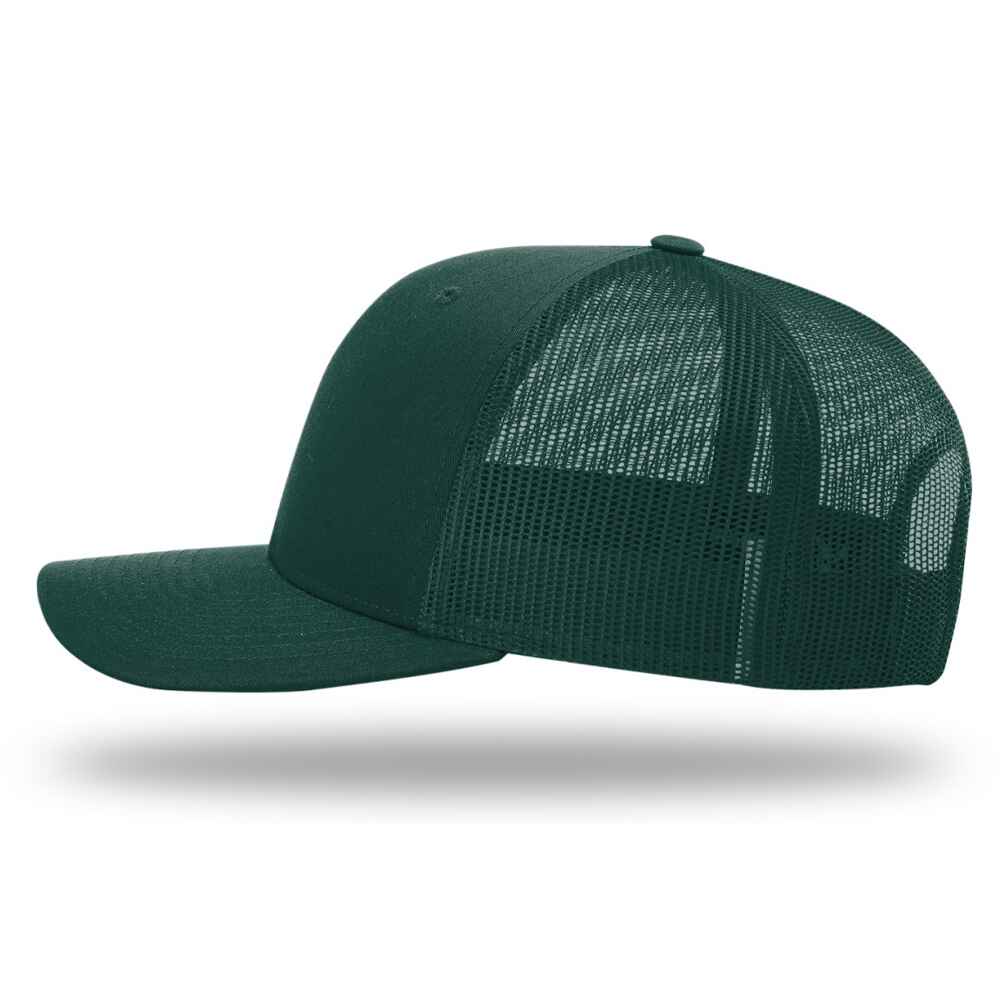 Richardson Trucker Hats 112 style Solid Dark Green Color customization hats Left view