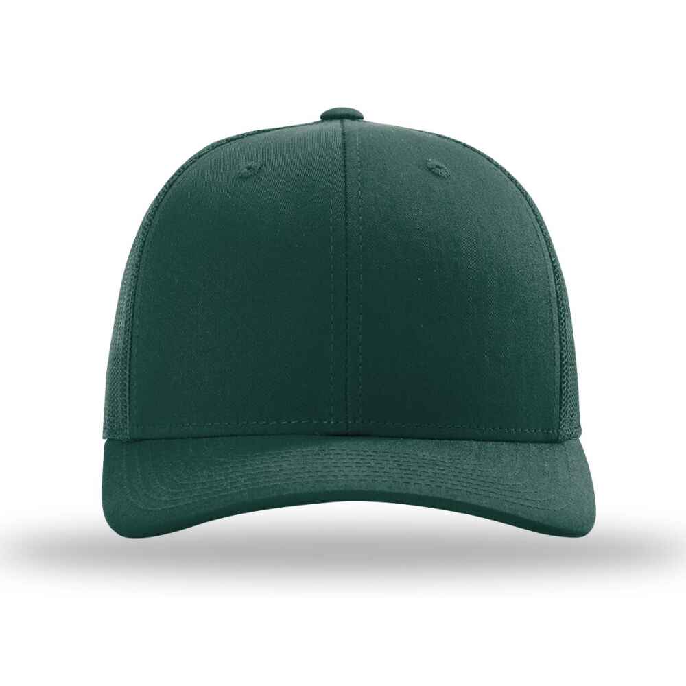 Richardson Trucker Hats 112 style Solid Dark Green Color customization hats front view