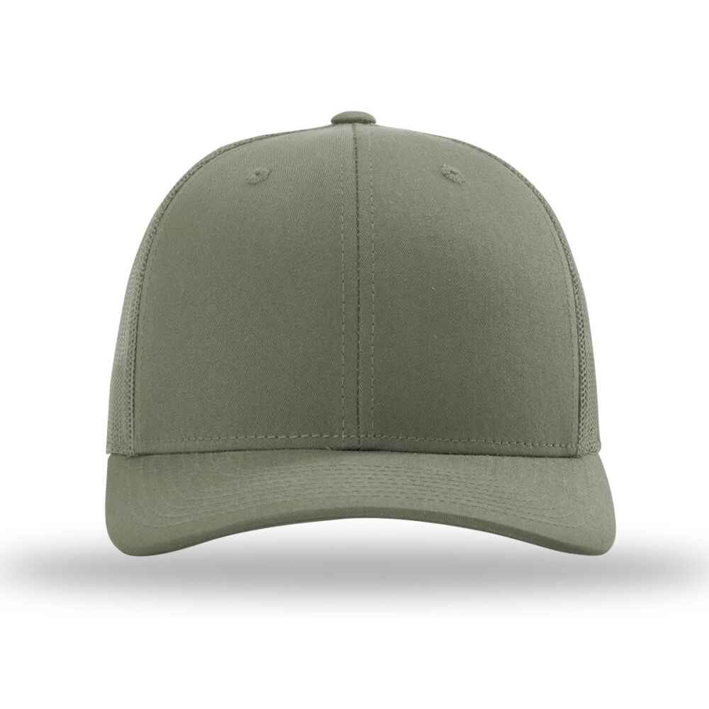 Topone Custom Richardson 112 Trucker Hat Style Full Solid Loden Color Hats Front View