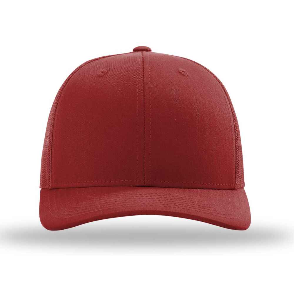 Topone Custom Trucker Hats 112_style full Cardinal_Color_Front_View