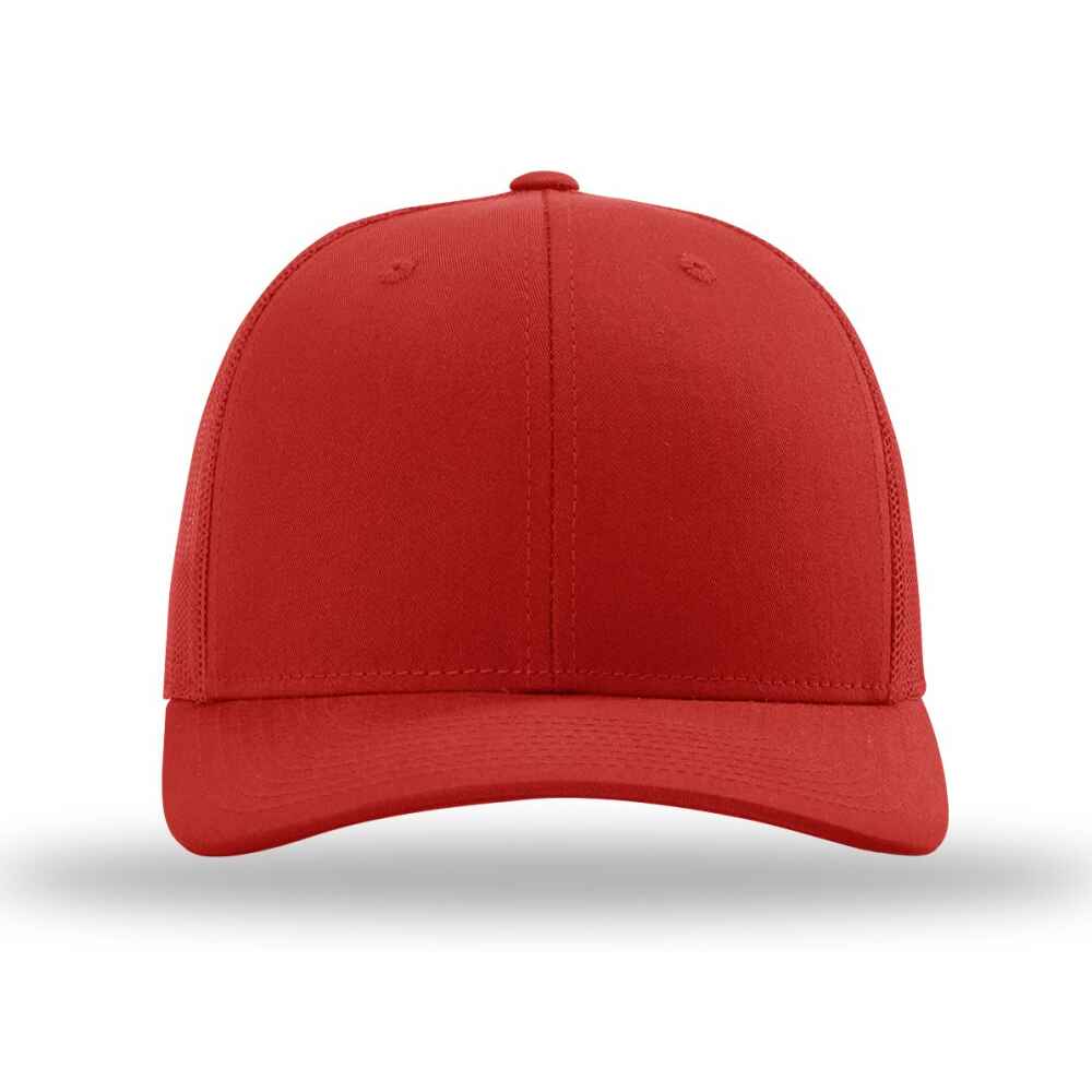 Topone Custom Trucker Hats Solid Full Red Color Same As Richardson Trucker Hats 112 Style Front View Image