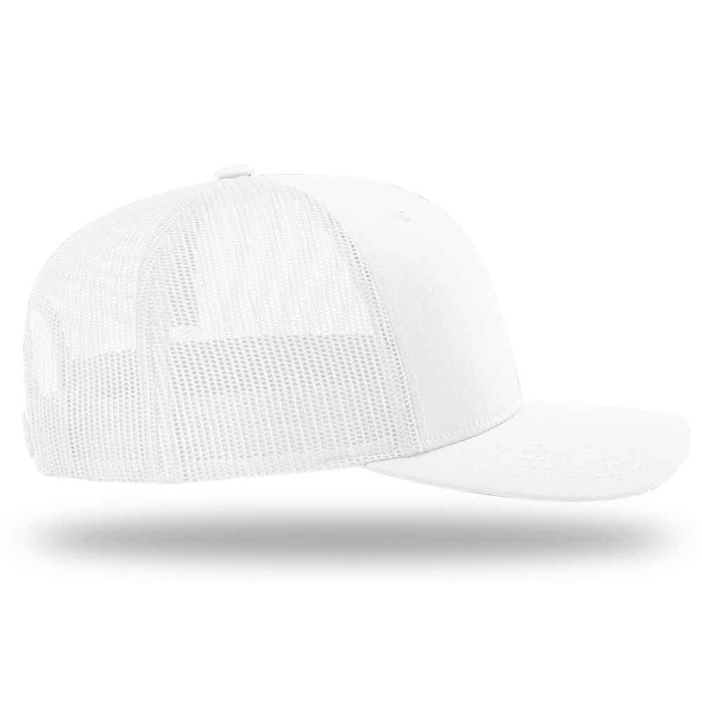 112 Style Trucker Hat White Color Wearer's Right Side