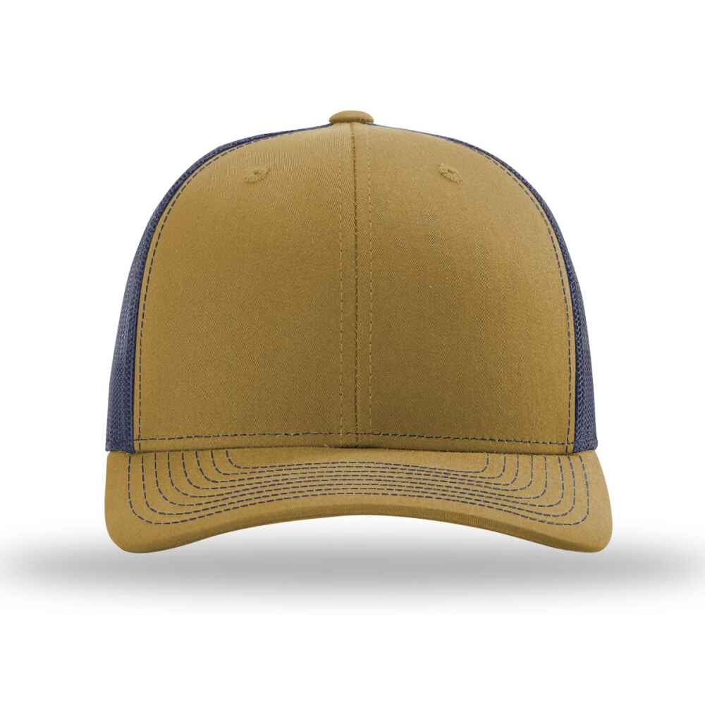 Custom-Biscuit-true-blue-color-112-style-blank-trucker-hat-front-view