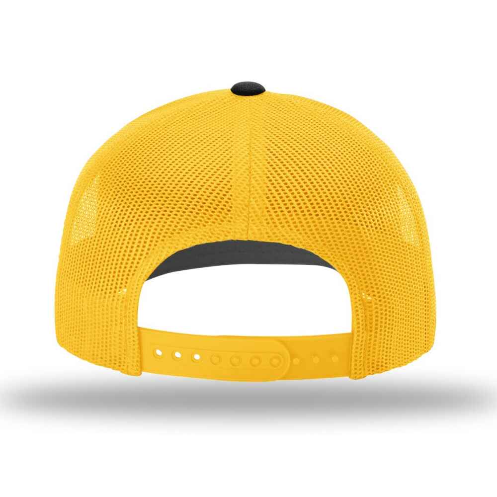 Custom-Black-Gold-color-112-style-blank-trucker-hat-Back-view