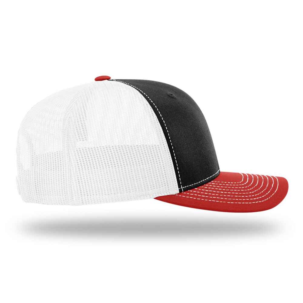 Custom-Black-White-Red-color-112-style-blank-trucker-hat-right-view