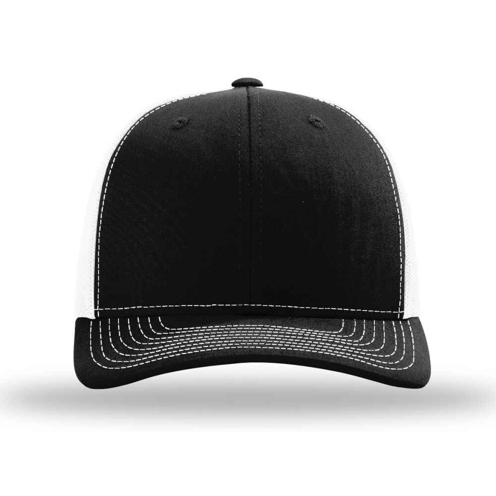 Custom-Black-White-color-112-style-blank-trucker-hat-front-view