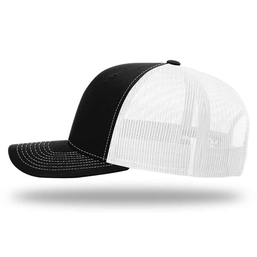 Custom-Black-White-color-112-style-blank-trucker-hat-left-view