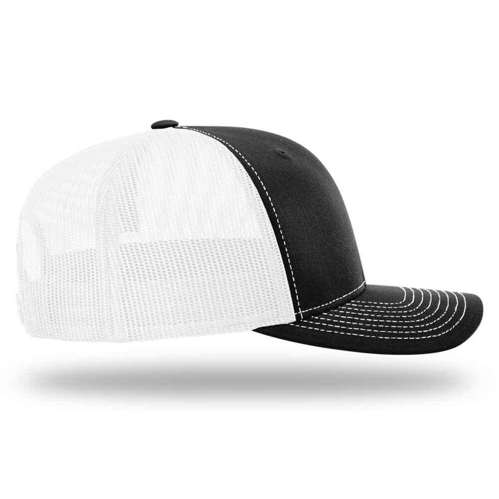 Custom-Black-White-color-112-style-blank-trucker-hat-right-view