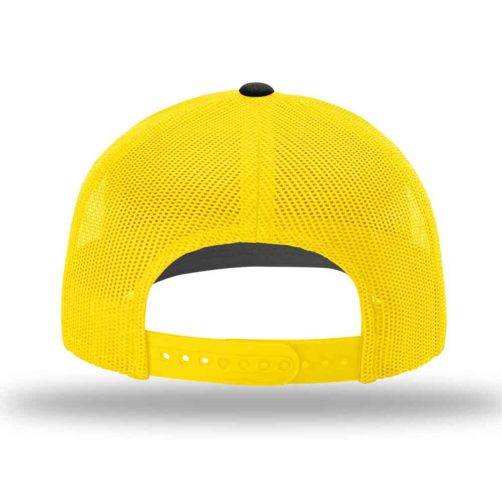 Custom-Black-yellow-color-112-style-blank-trucker-hat-back-view