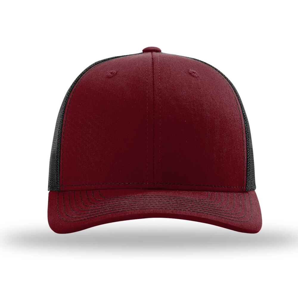 Custom-Cardinal-Black-color-112-style-blank-trucker-hat-front-view