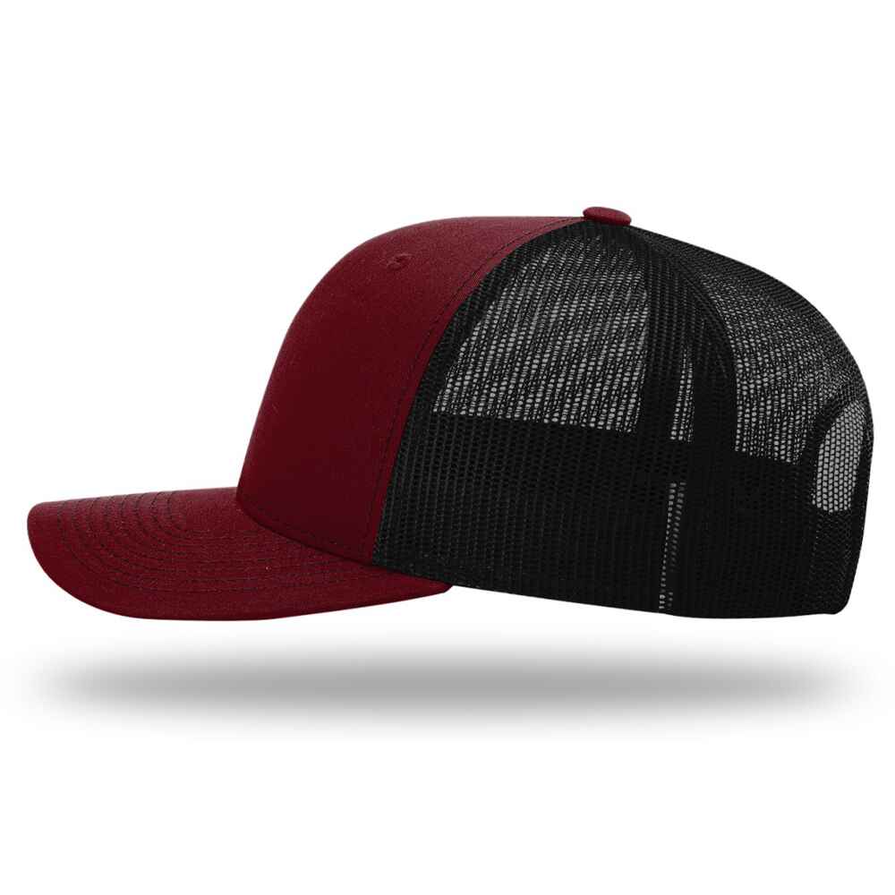 Custom-Cardinal-Black-color-112-style-blank-trucker-hat-left-view