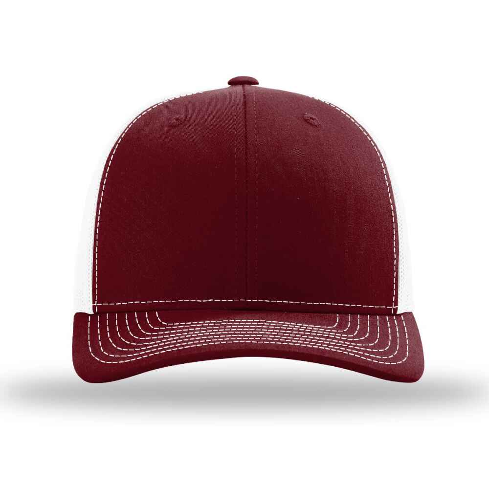 Custom-Cardinal-White-color-112-style-blank-trucker-hat-front-view