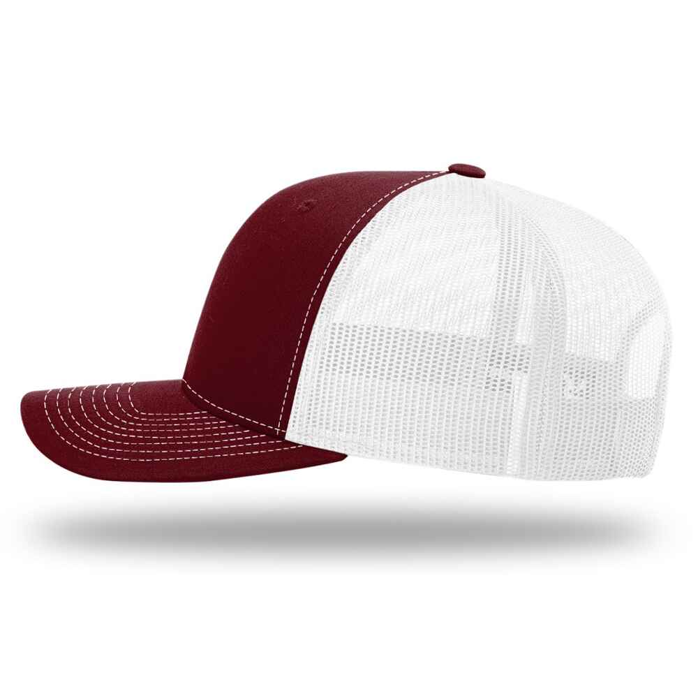 Custom-Cardinal-White-color-112-style-blank-trucker-hat-left-view