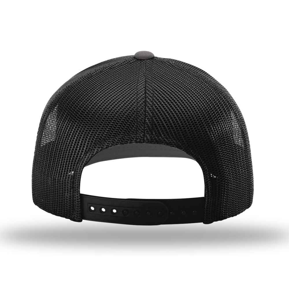 Custom-Charcoal-Black-color-112-style-blank-trucker-hat-back-view