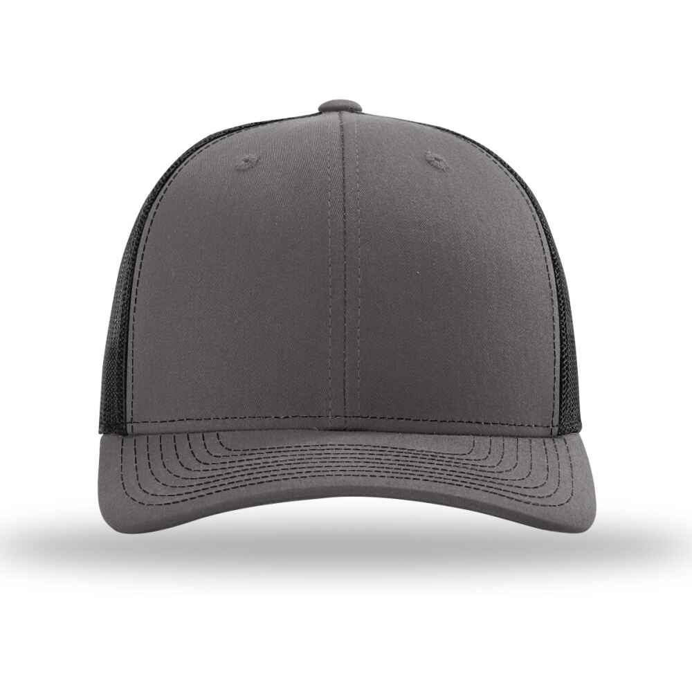 Custom-Charcoal-Black-color-112-style-blank-trucker-hat-front-view