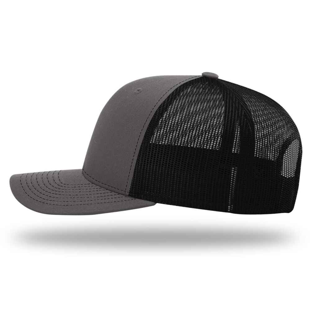 Custom-Charcoal-Black-color-112-style-blank-trucker-hat-left-view