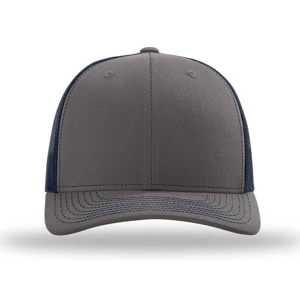 Custom-Charcoal-Navy-color-112-style-blank-trucker-hat-front-view