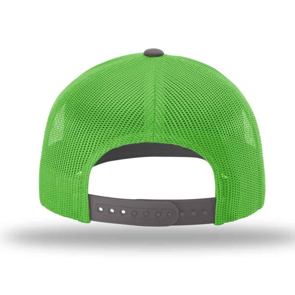 Custom-Charcoal-Neon-Green-color-112-style-blank-trucker-hat-back-view