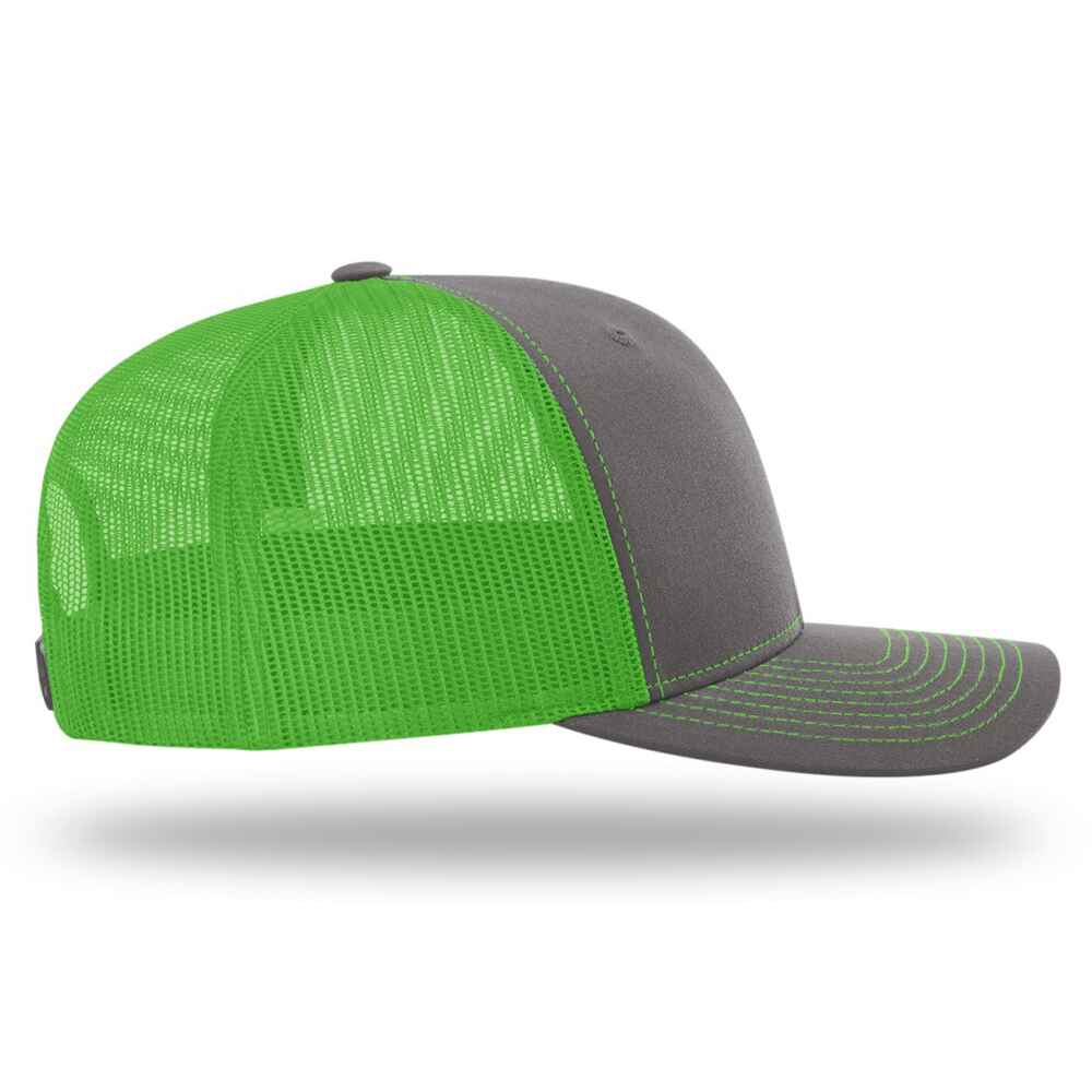 Custom-Charcoal-Neon-Green-color-112-style-blank-trucker-hat-right-view