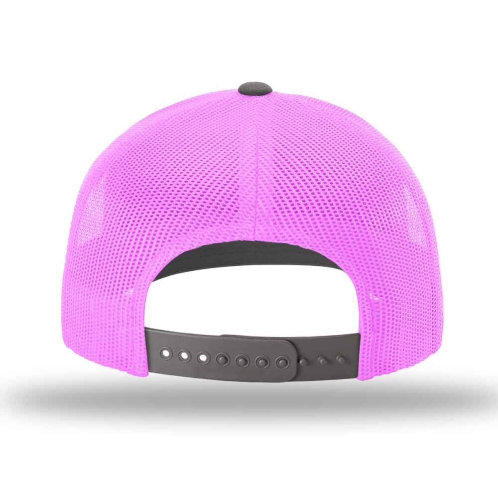 Custom Blank Richardson Style 112 Trucker Hat Split Colors Charcoal Cotton Neon Pink Mesh