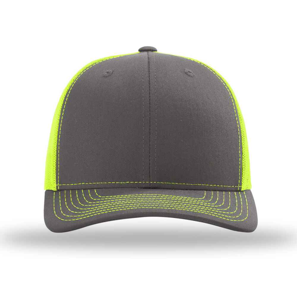 Custom-Charcoal-Neon-Yellow-color-112-style-blank-trucker-hat-front-view