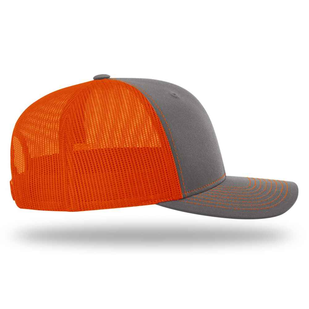 Custom-Charcoal-Orange-color-112-style-blank-trucker-hat-right-view