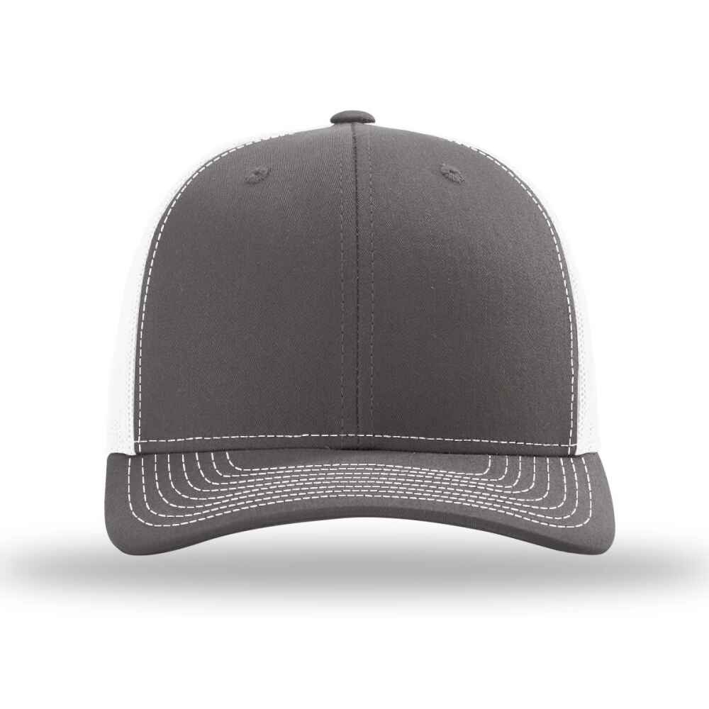 Custom-Charcoal-White-color-112-style-blank-trucker-hat-front-view