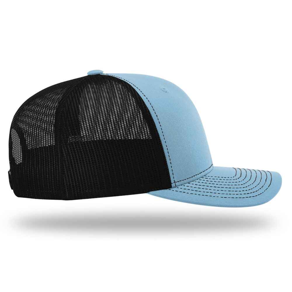 Custom-Columbia-Blue-Black-color-112-style-blank-trucker-hat-right-view